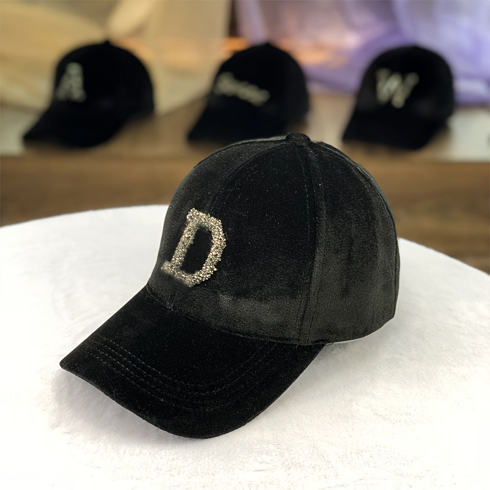 Flannel Letters Rhinestone Baseball Cap
