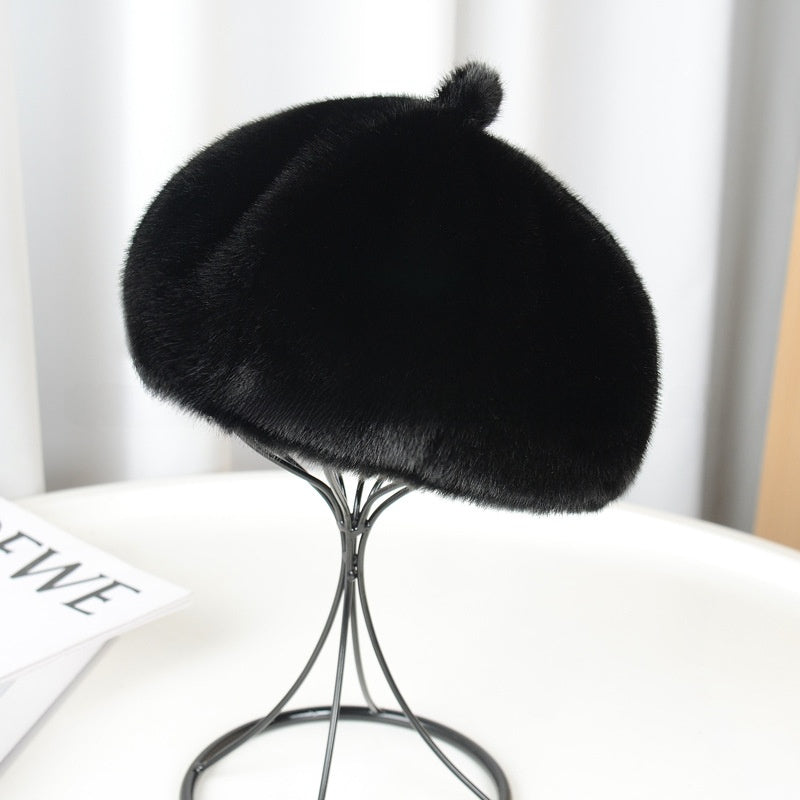 Fur-like Beret Hat