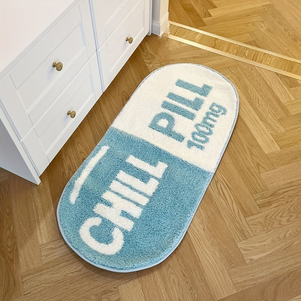 "CHILL PILL 100mg" Non-Slip Absorbent Polyester Area Mat
