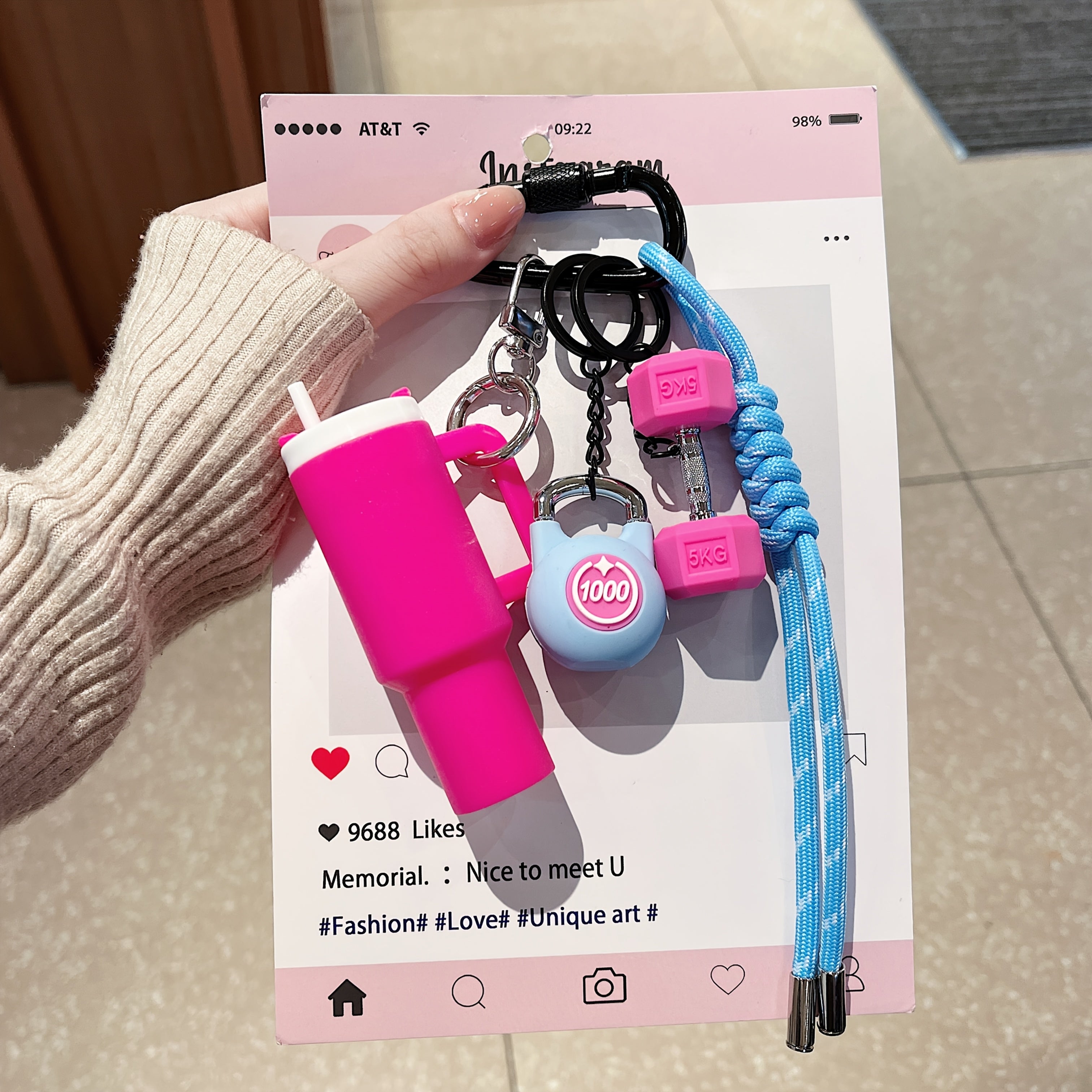 Pink & Black Keyring, Chain & Lanyard