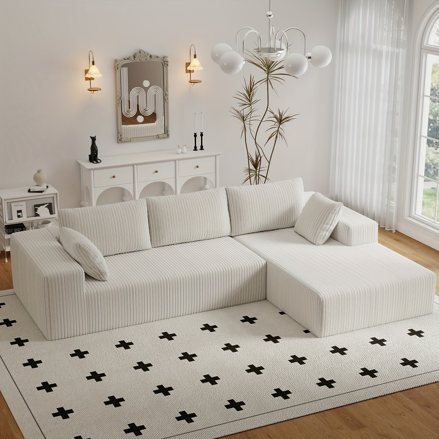 Modern Modular L-Shaped Living Room Cloud Sofa Set