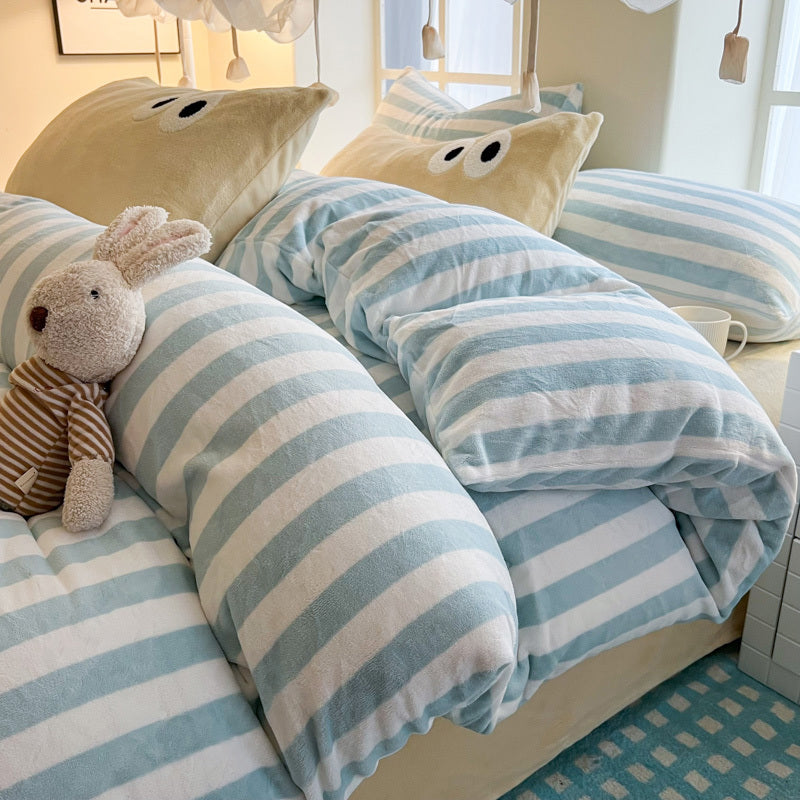 Milk Fleece Striped Duvet Cover