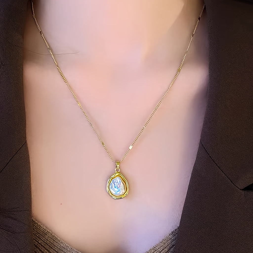 Copper Imitation Pearl Pendant Necklace