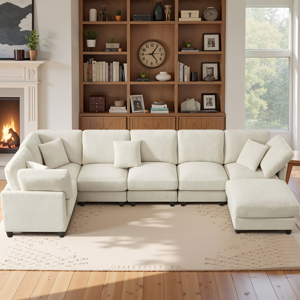 Seven-seater Modular Split Combination Sofa With 3 Small Pillows