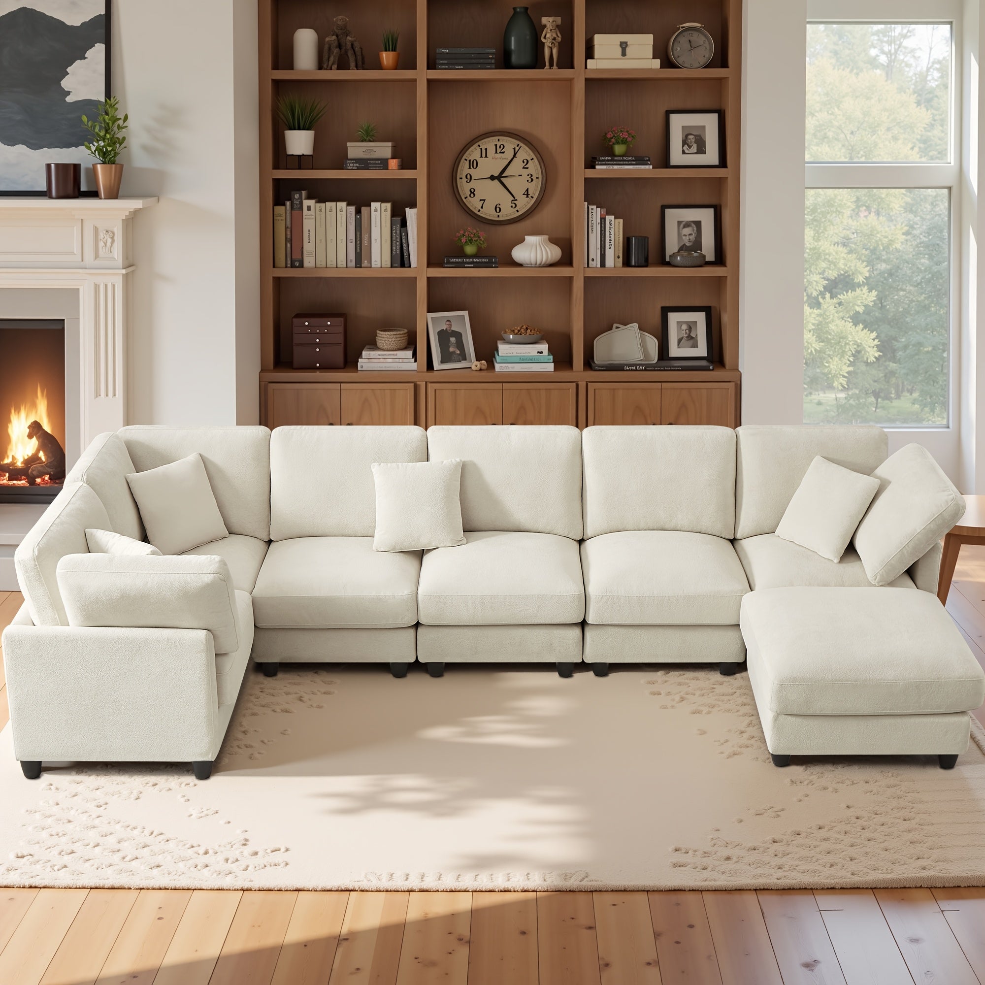 Seven-seater Modular Split Combination Sofa With 3 Small Pillows