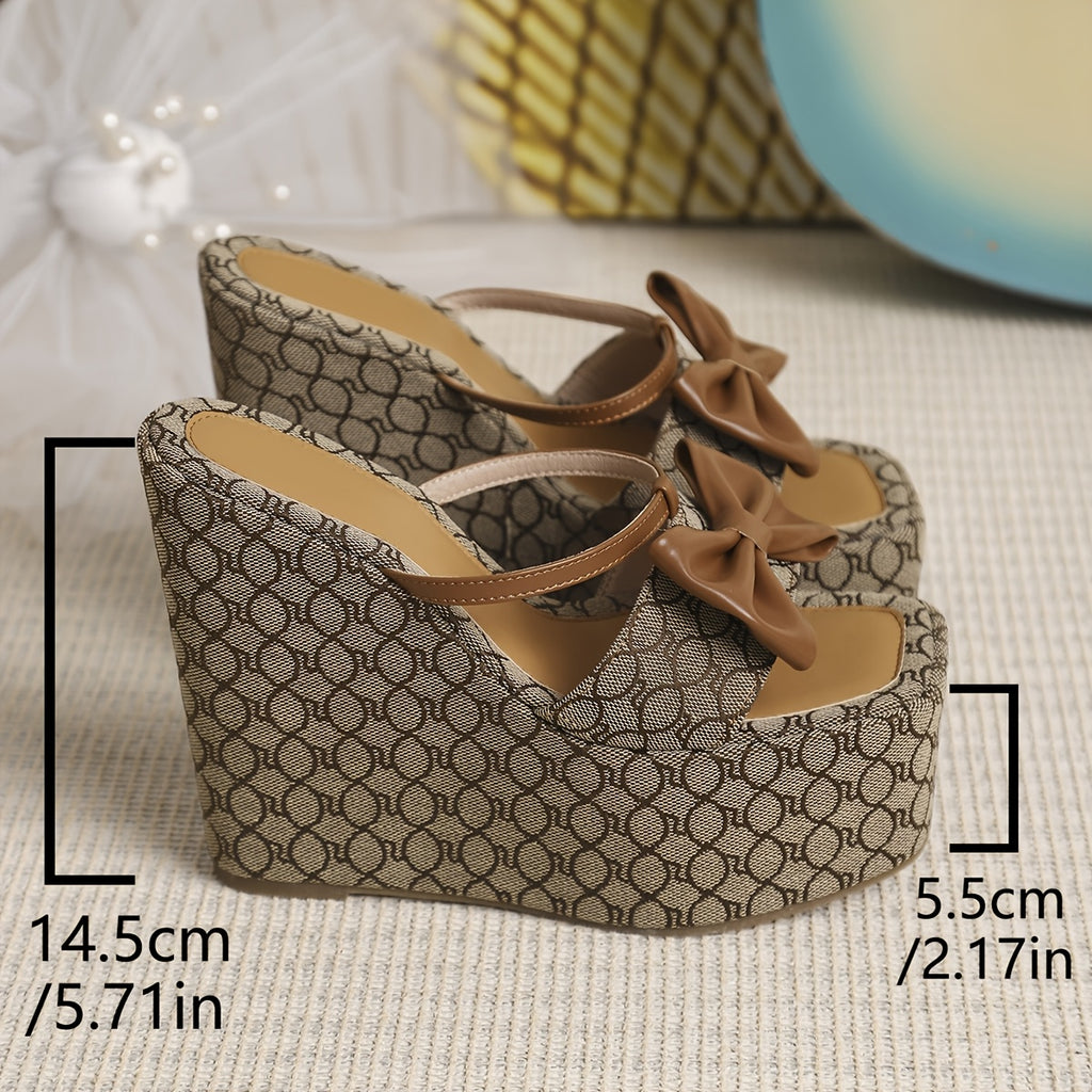 Square Toe High-Heel Platform Slippers