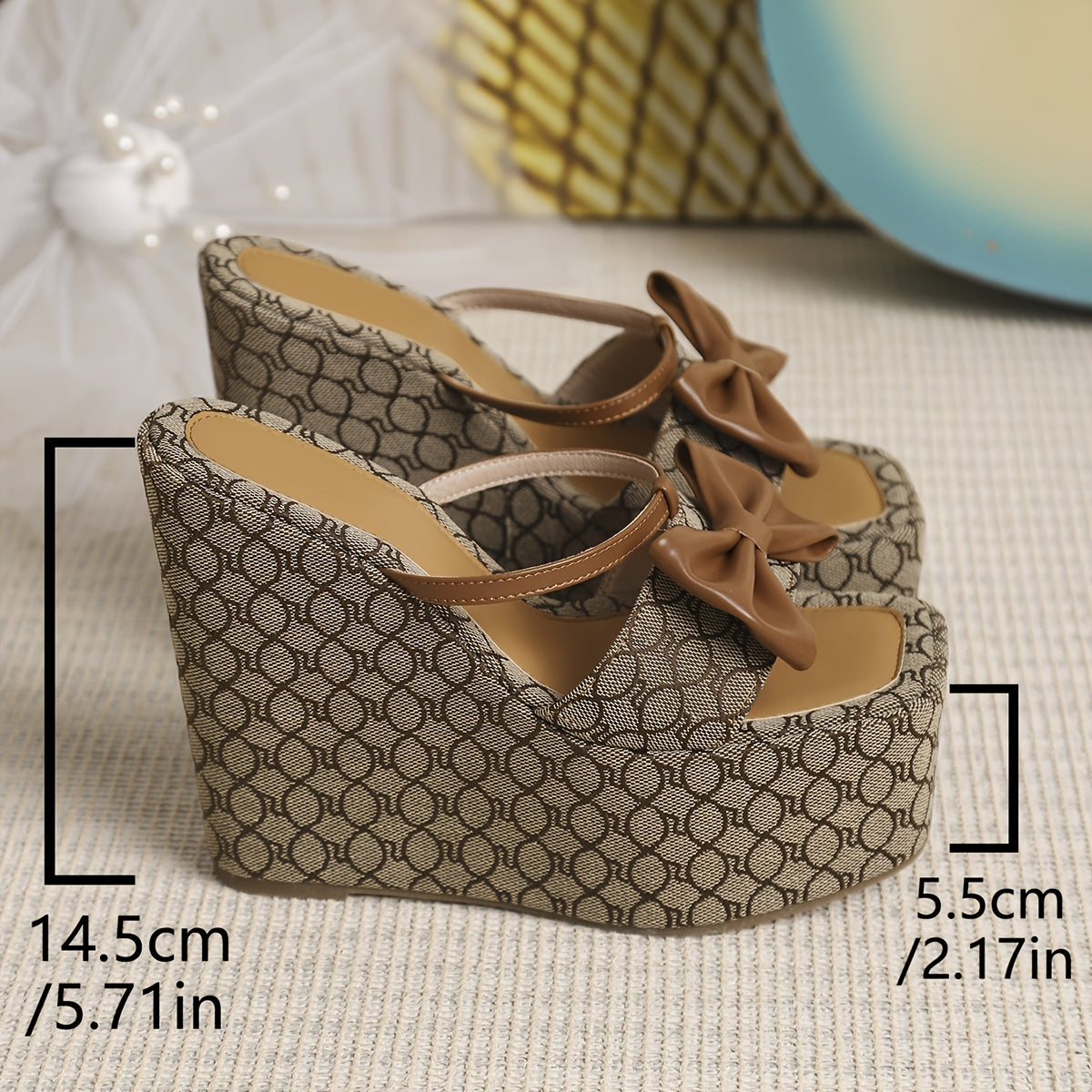 Square Toe High-Heel Platform Slippers