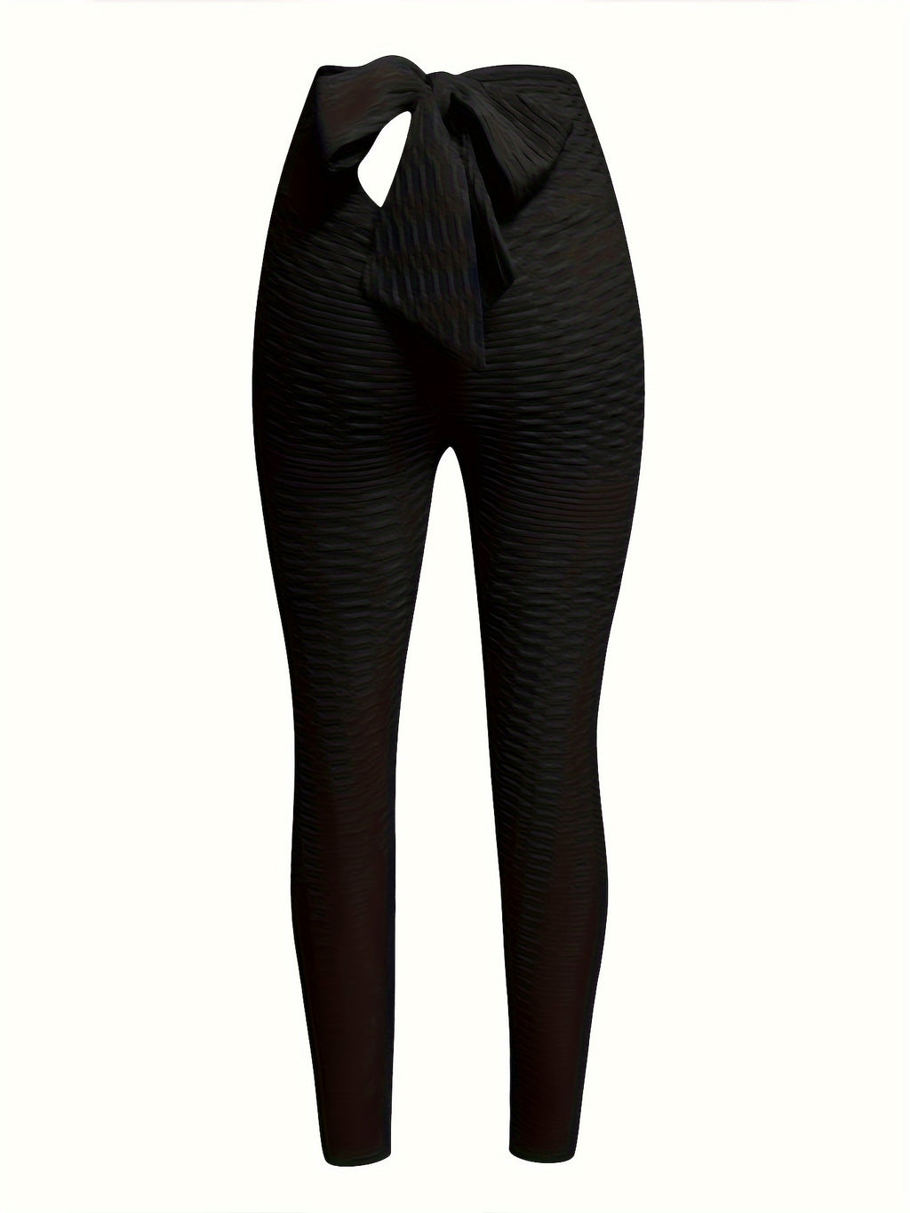 High-Waist Yoga Leggings with Chic Bow Tie Detail