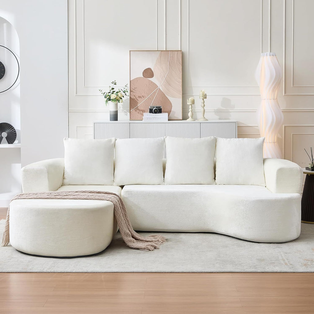 100'' Modern Curved Sofa Couch With Chaise And 4 Pillows