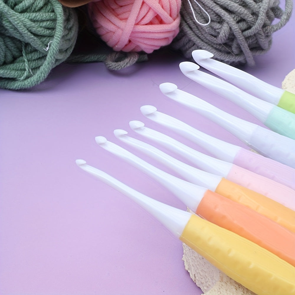 8pcs Candy Color Soft Handle ABS Crochet Hooks