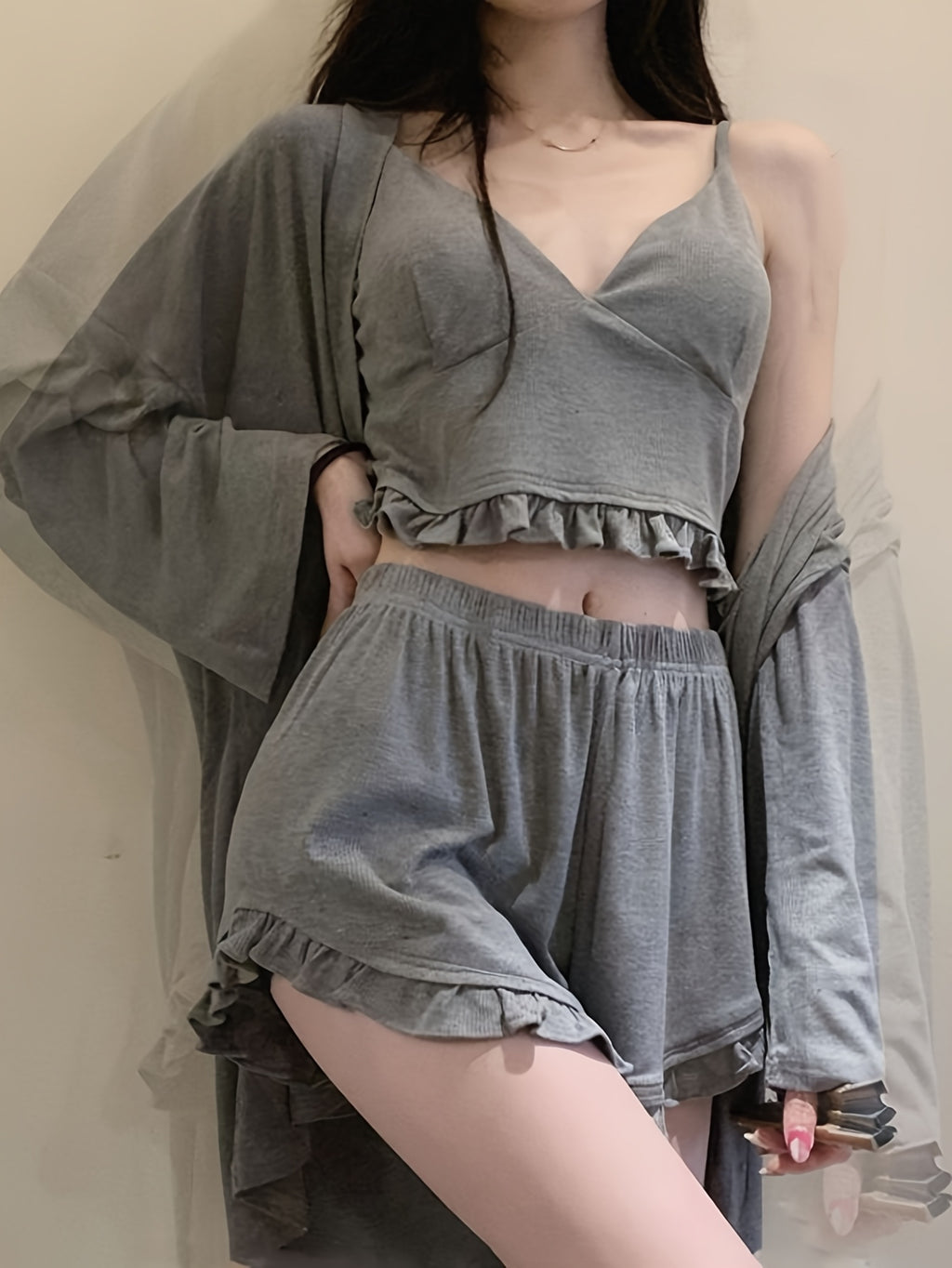 Short Sleeve Camisole and Bra Set