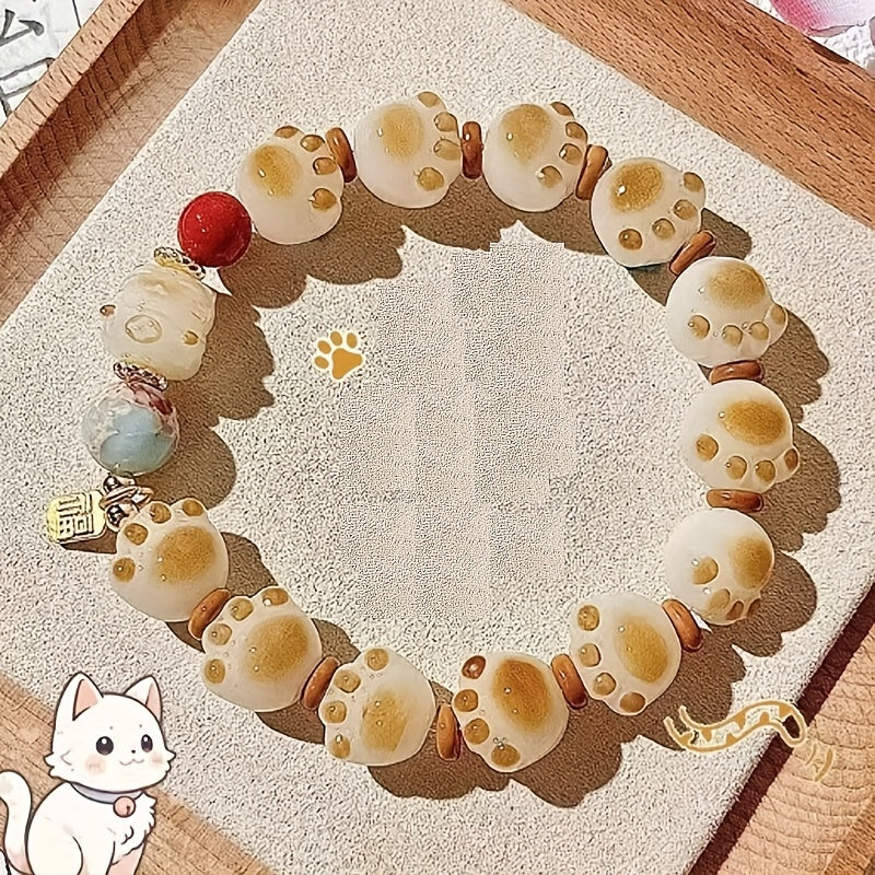 Cat Paw Beaded Bracelet