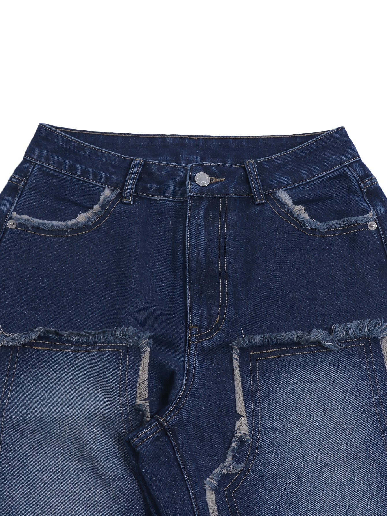 Low-Rise Straight-Leg Jeans with Fur-Like Patchwork Hem