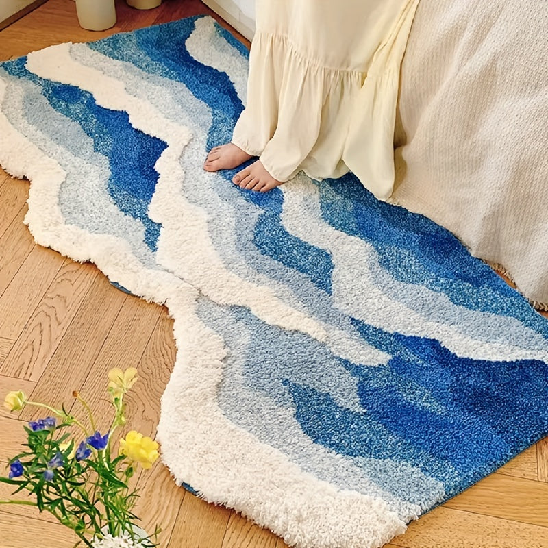 Thick Ultra-Soft Tufted Rug - Blue Ocean Wave