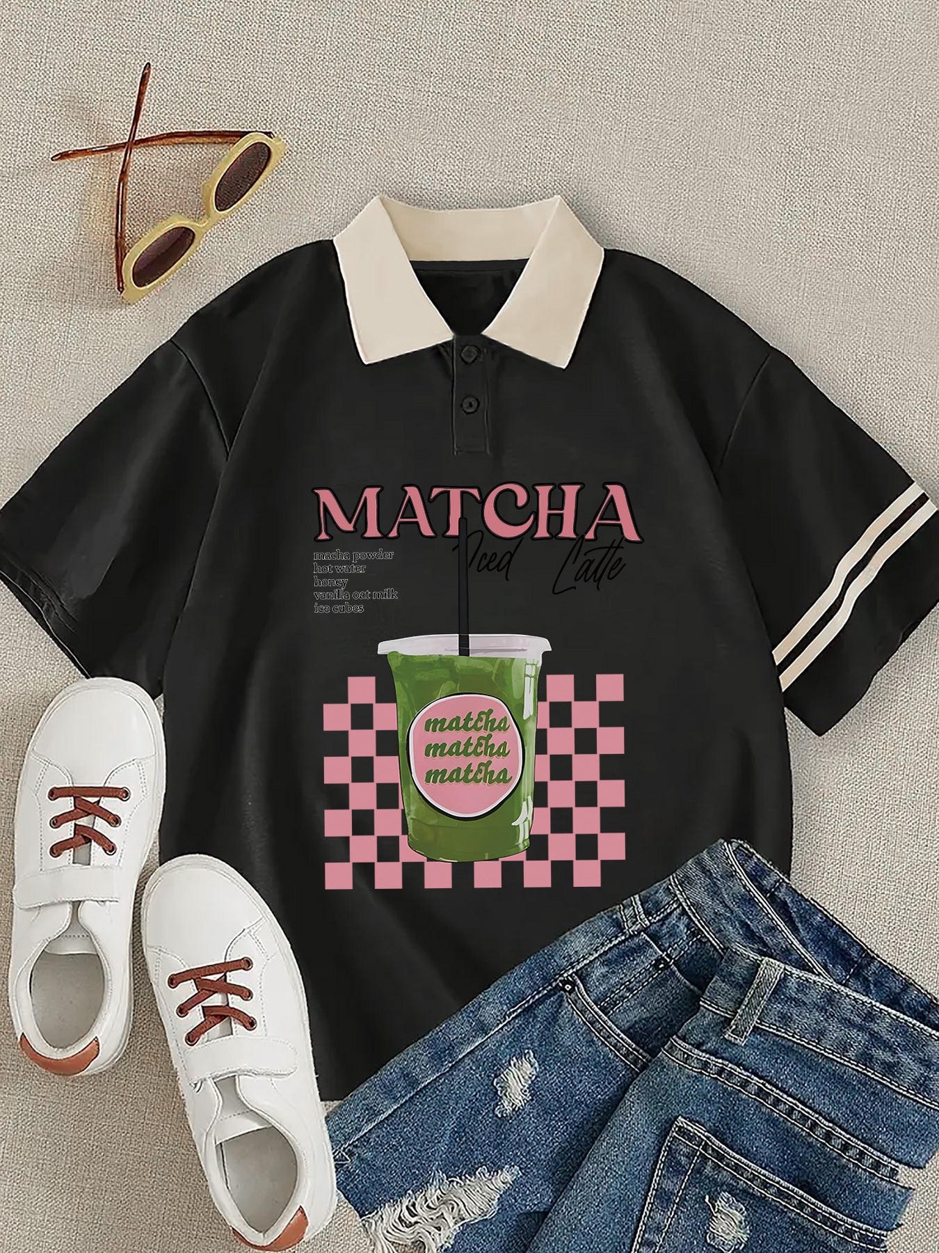 Matcha Latte Graphic Print Polo