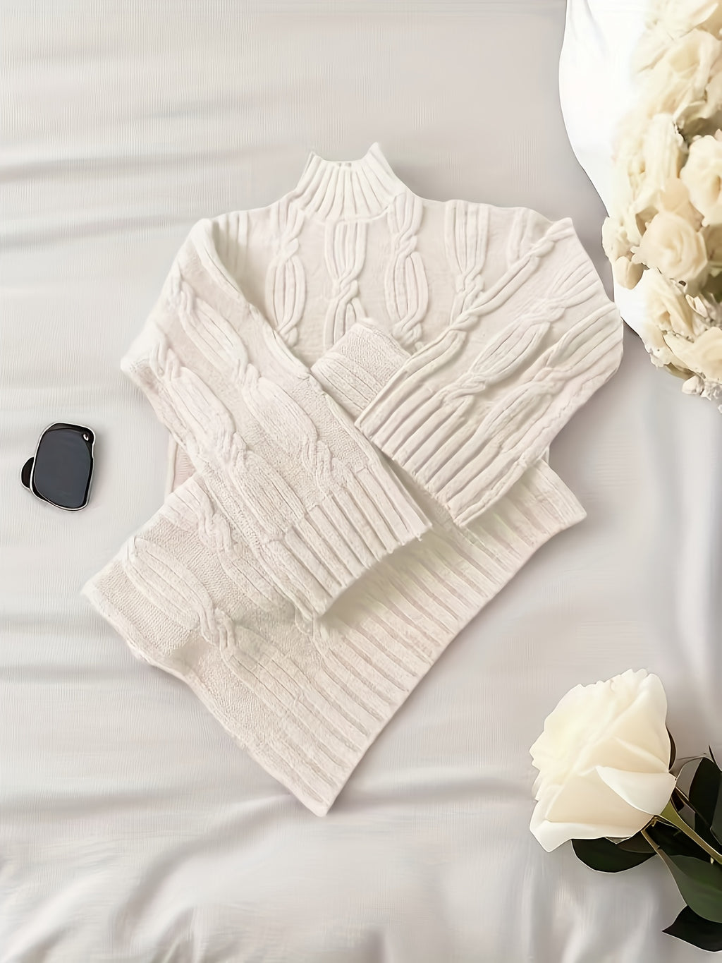 Vintage Drawstring High Neck Long Sleeve Fabric Dress