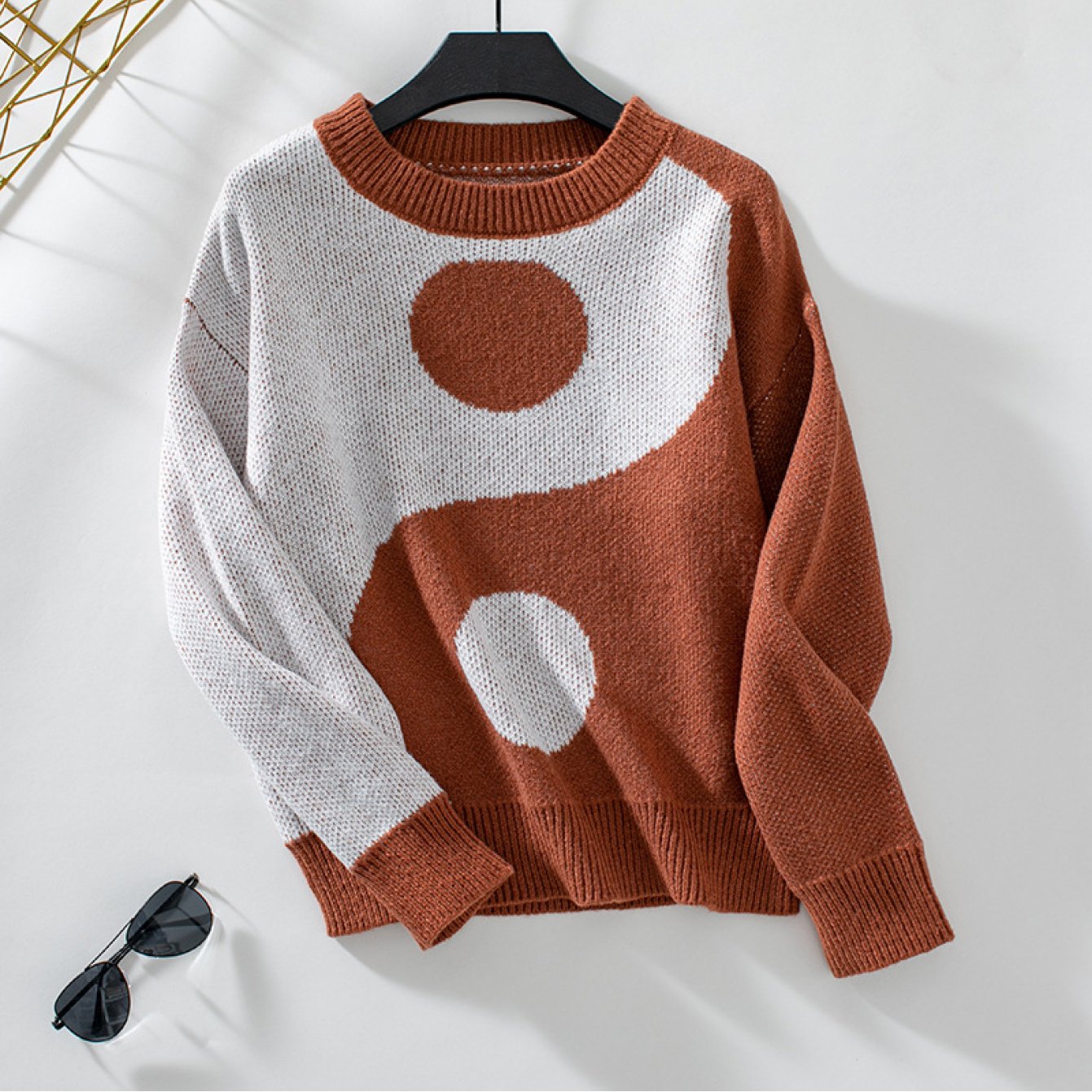 Oversized Retro Color-Block Sweater