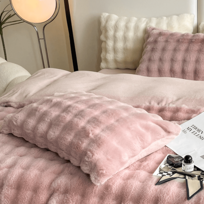 {2pcs} Bubble Imitation Rabbit Plush Pillowcases