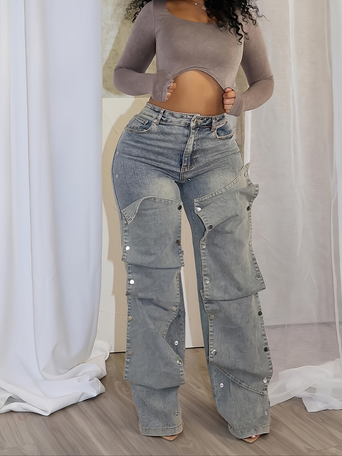 High-Waisted Straight-Leg Jeans