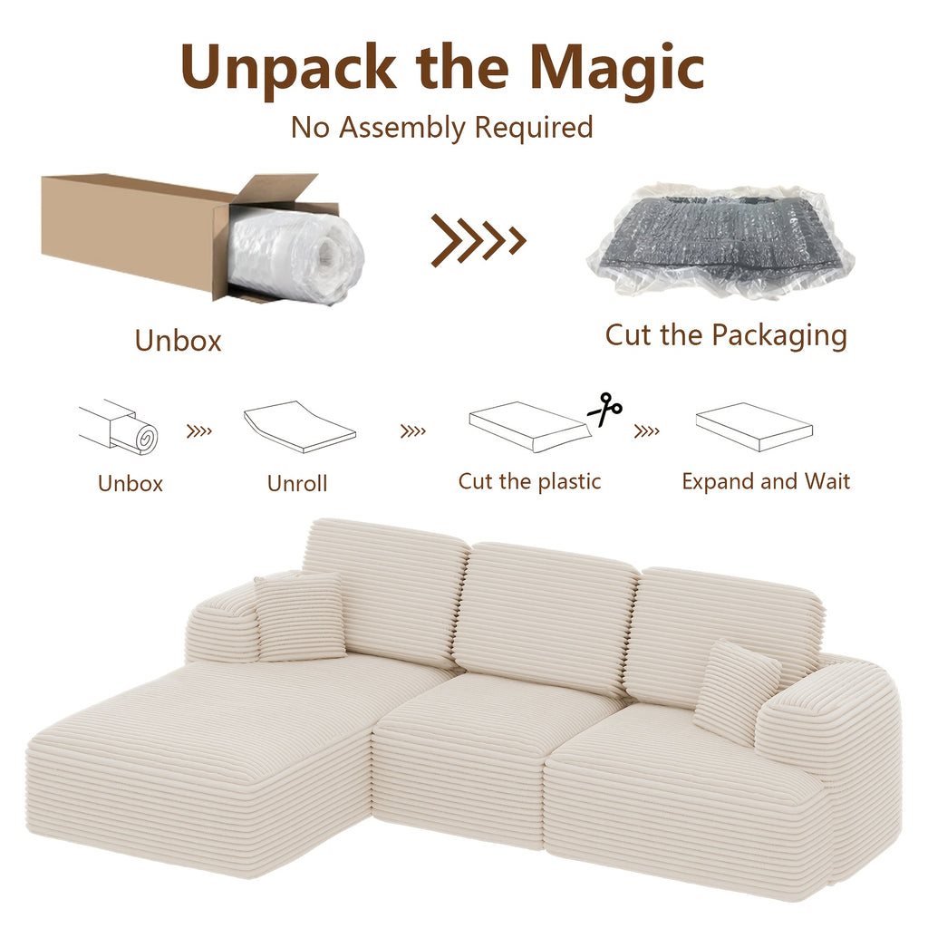 106 Inch Modular Segmented Sofa, L-shaped Leisure Combination Sofa