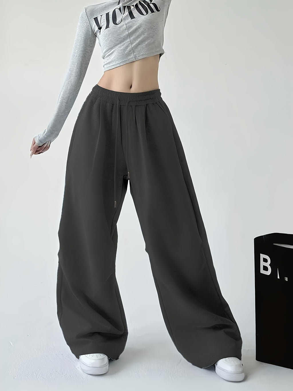 High-Waisted Wide-Leg Joggers