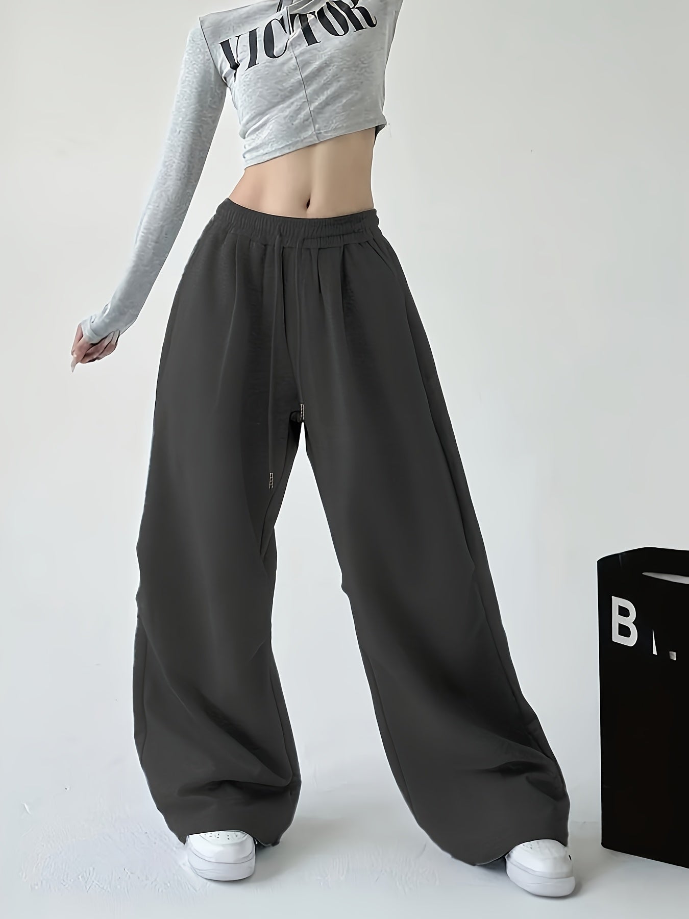 High-Waisted Wide-Leg Joggers