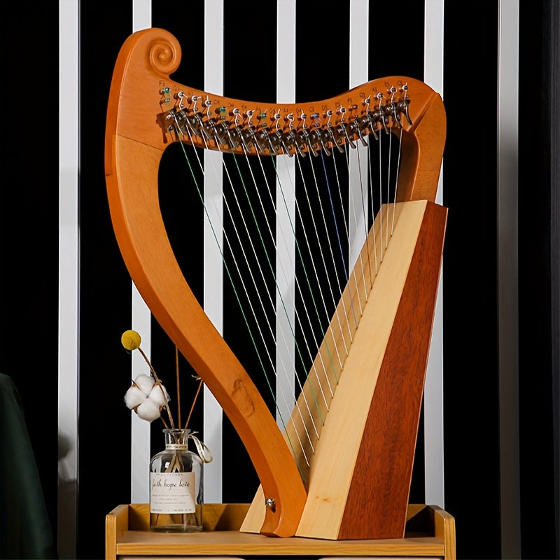19 String Mahogany Solid Wooden Lyre Harp