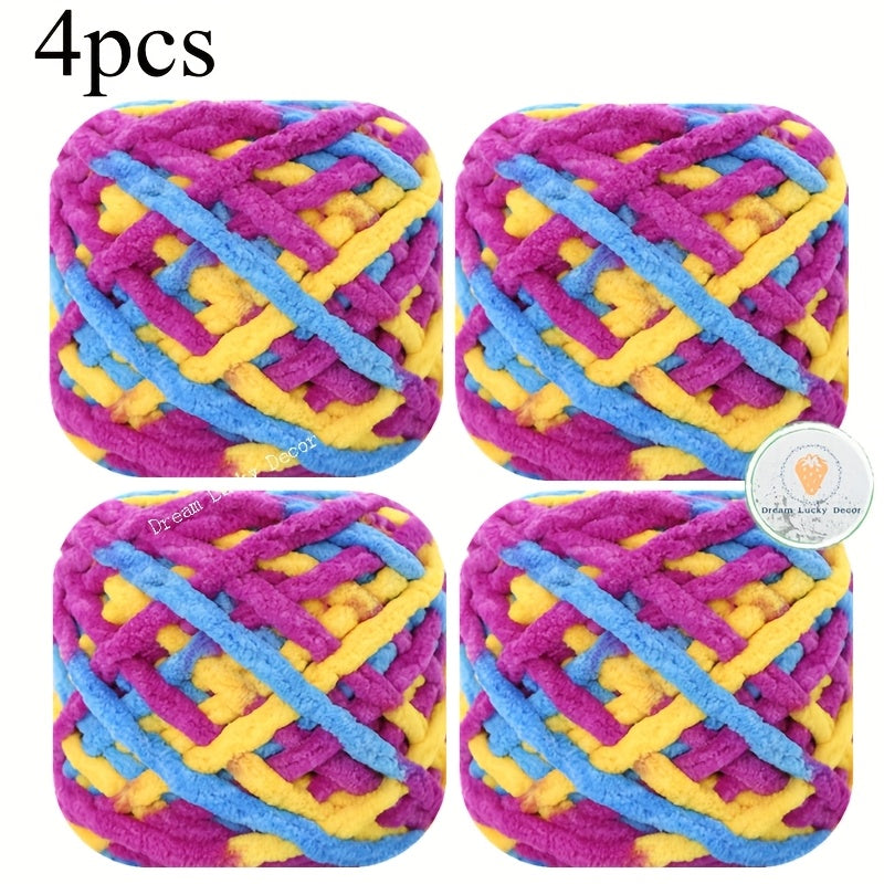 {4pcs} Soft & Thick 100% Polyester Chunky Yarn