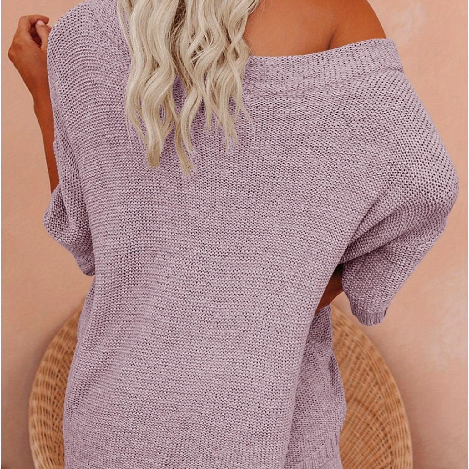 Women's 2pcs Outfits Sweater Sets Off Shoulder Knit Top Shorts Matching Suits Cute Pajama Lounge Set