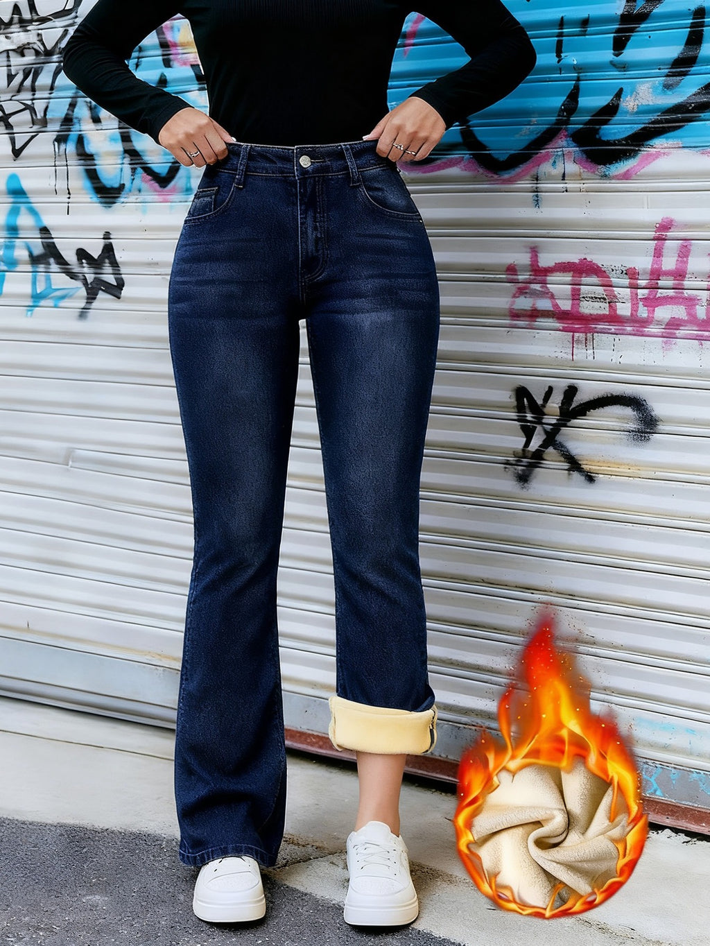 Lined Stretch Flare Jeans