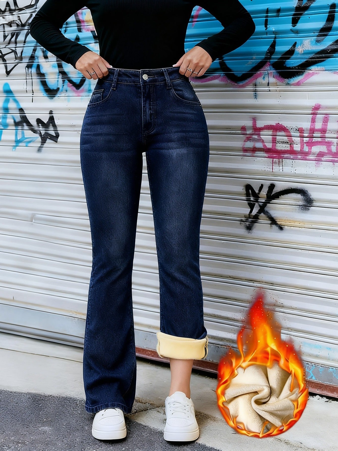 Lined Stretch Flare Jeans