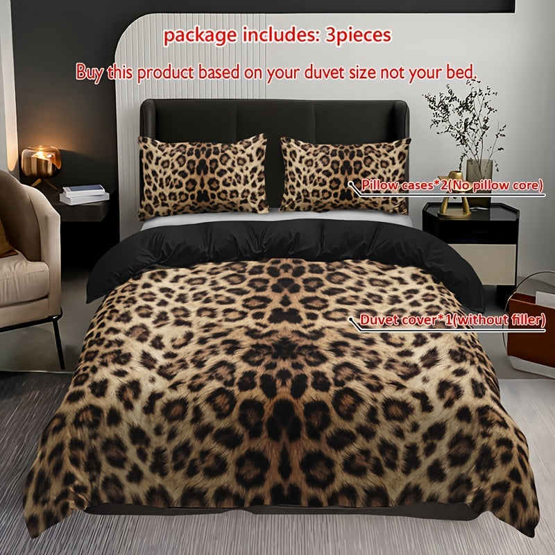 {3pcs} Leopard Print Duvet Cover Set