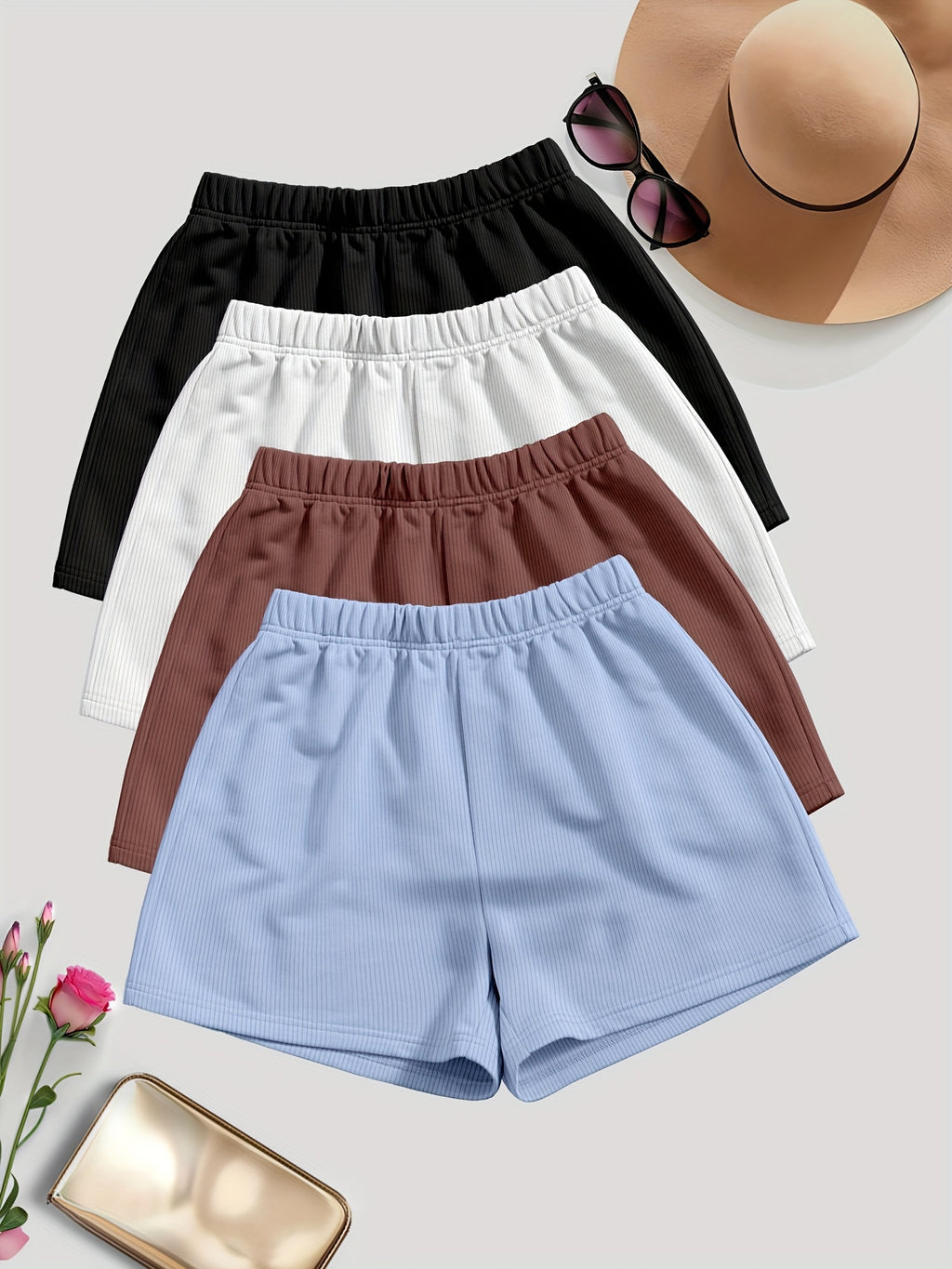 Solid Color Casual Shorts {4pcs}
