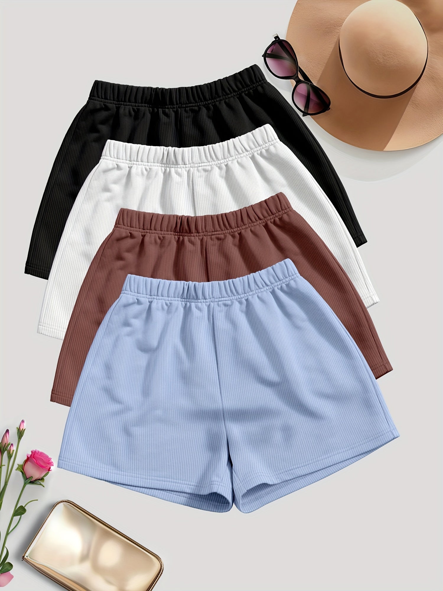 Solid Color Casual Shorts {4pcs}