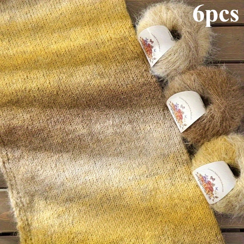 {6pcs} Soft Multicolor Gradient Yarn