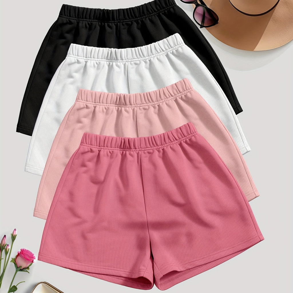 Solid Color Casual Shorts {4pcs}