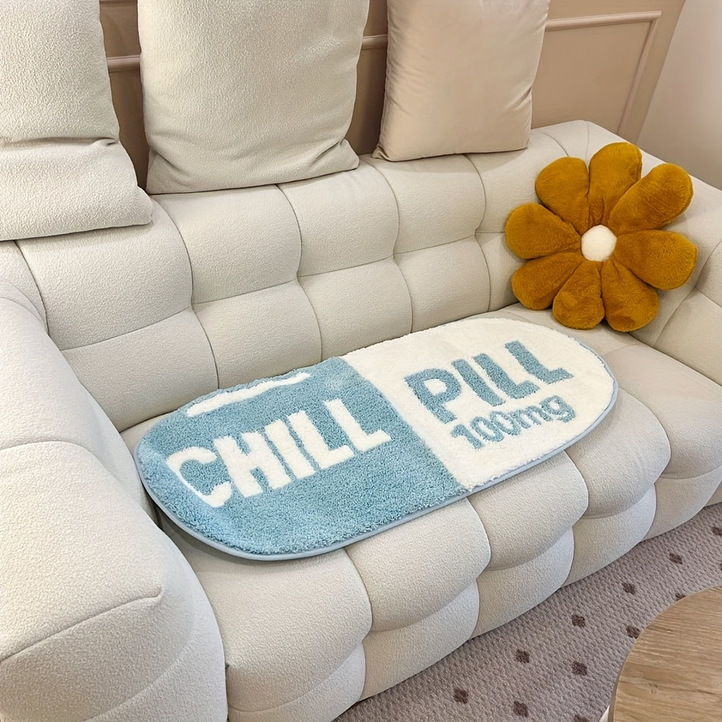 "CHILL PILL 100mg" Non-Slip Absorbent Polyester Area Mat