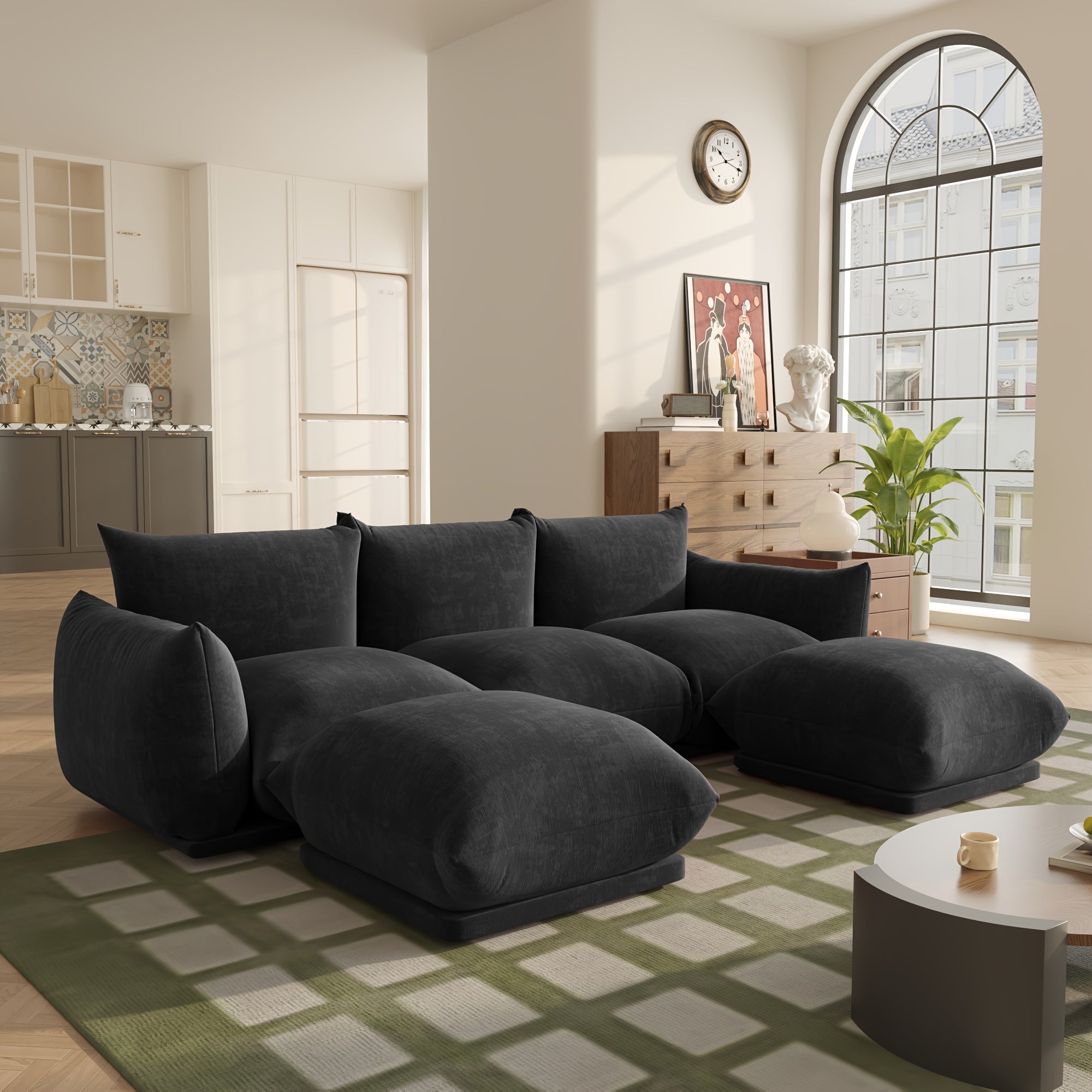 5-Seater Sectionals Couch With Wide Reversible Chaise Ottoman