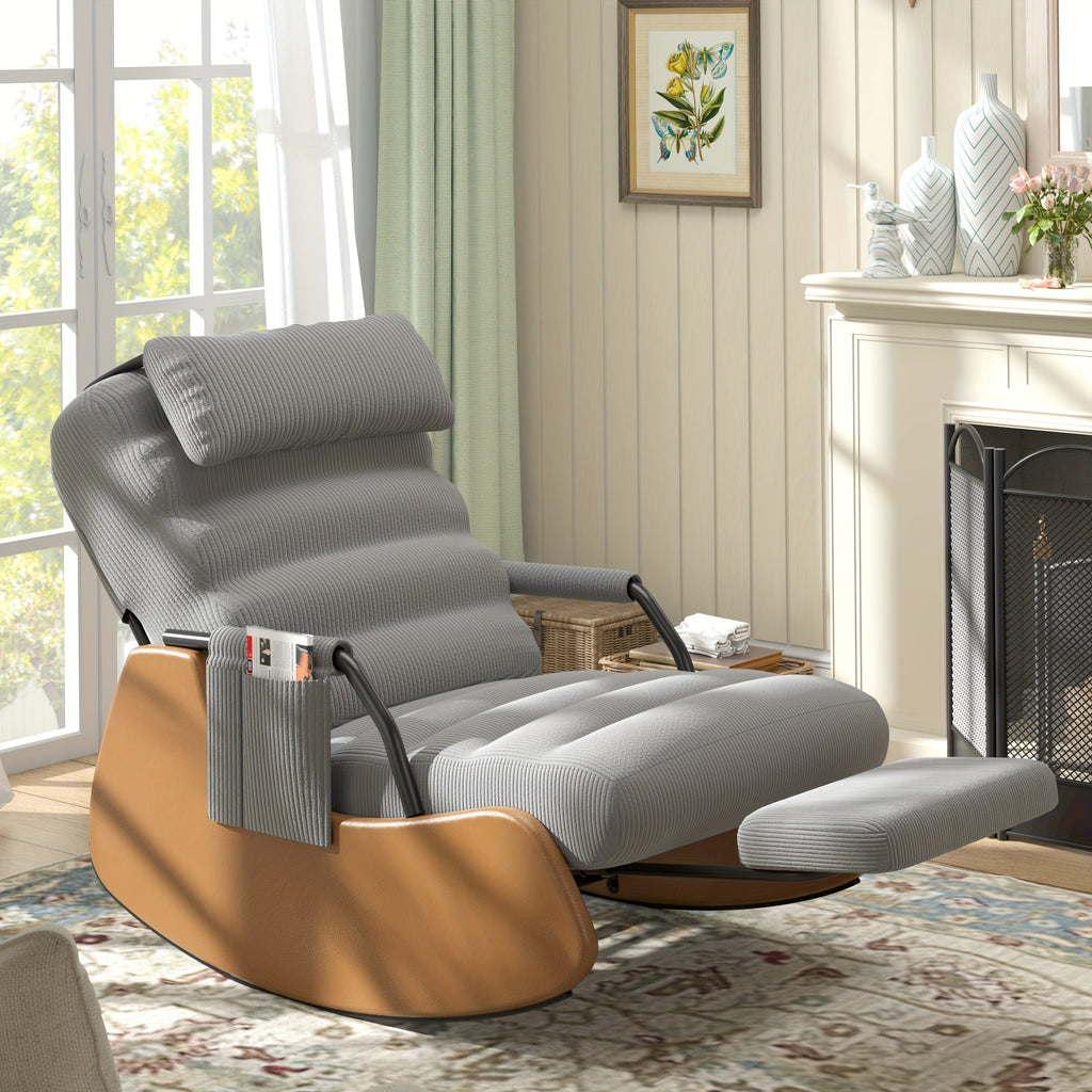 Nursery Glider Rocking Chair with Soft Cushioned Seat & Headrest
