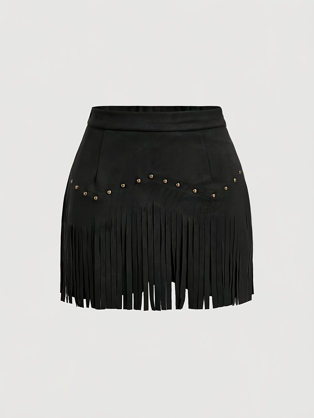 Women's Vintage Rivet Tassel Brown A-Line Skirt