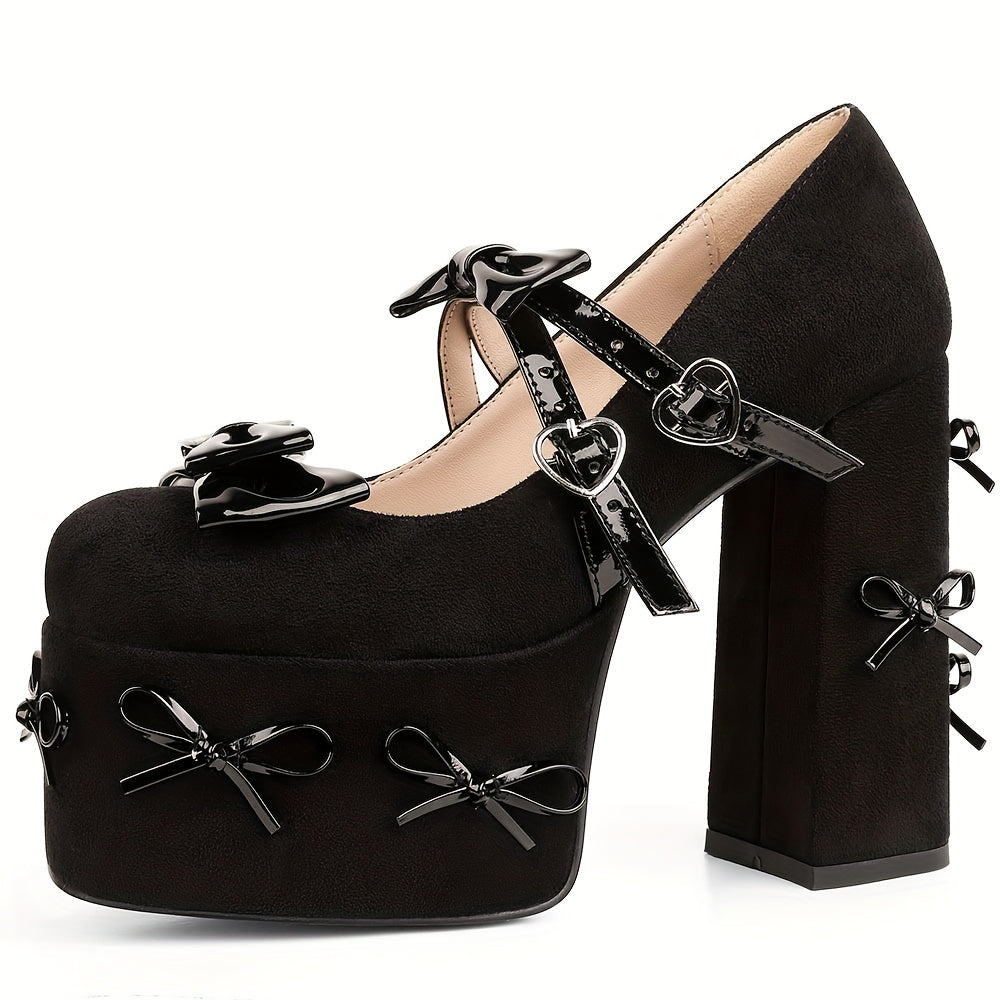 Bow Knot Platform Mary Jane Pumps