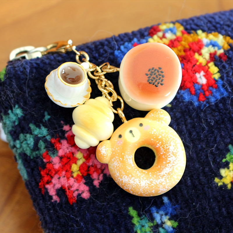 Charming Handmade Bear & Donut Keychain