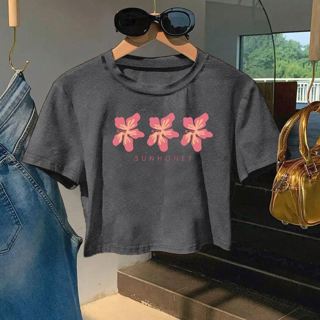 Floral Print Crop Top - "SUNHONEY"