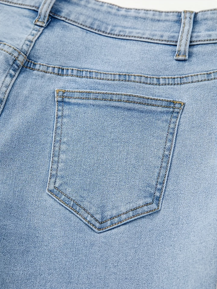 High-Waisted Straight Leg Jean with Bow Accent