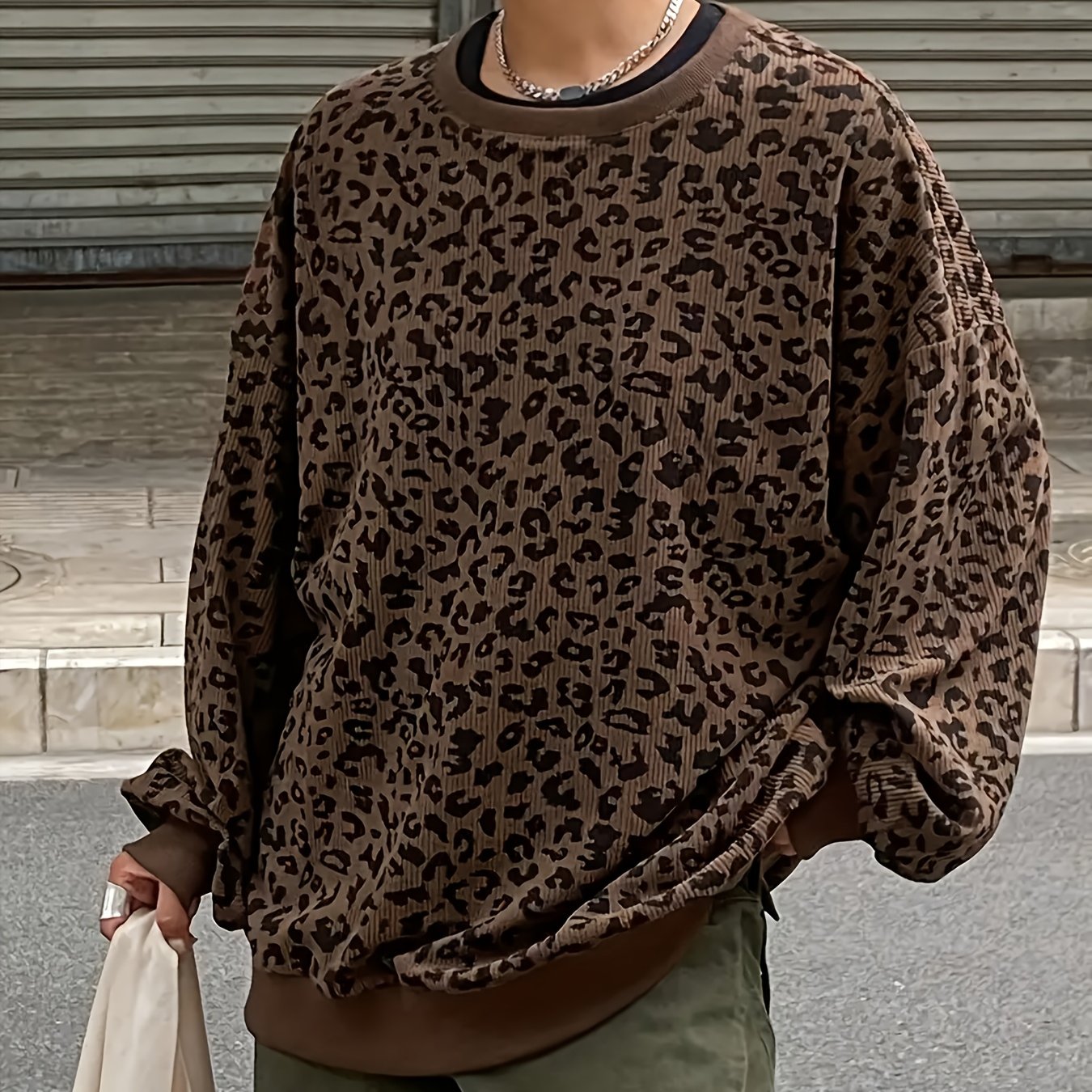 Oversized Leopard Print Sweatshirt