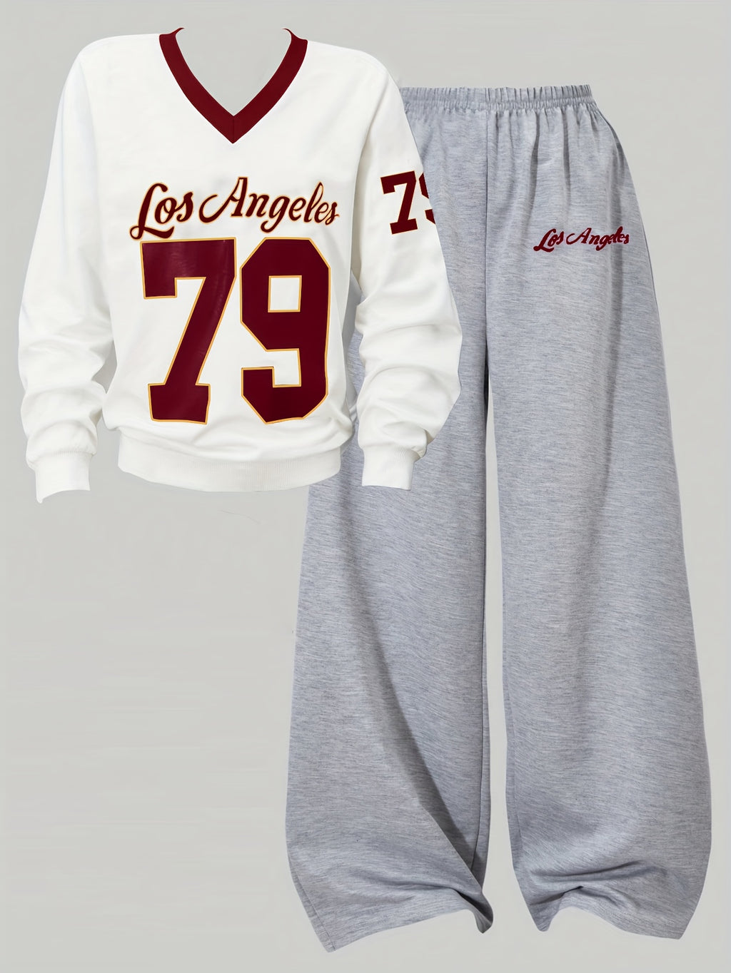 Los Angeles 79 Letter & Number Print Top and Pants Set