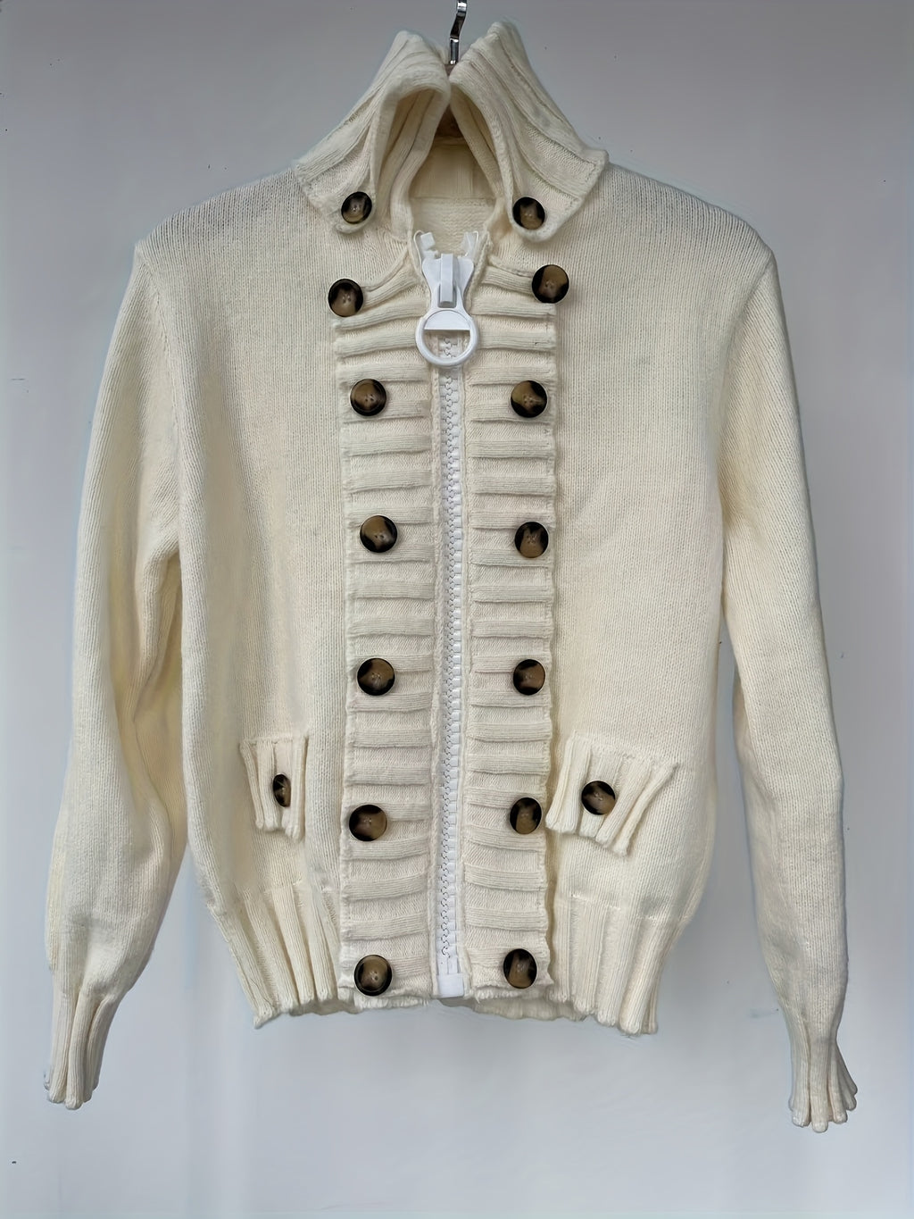 High-Neck Sweater Jacket