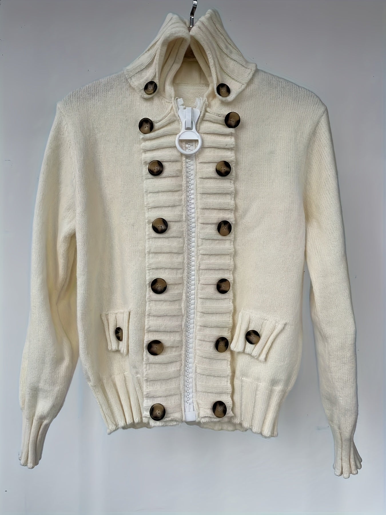 High-Neck Sweater Jacket