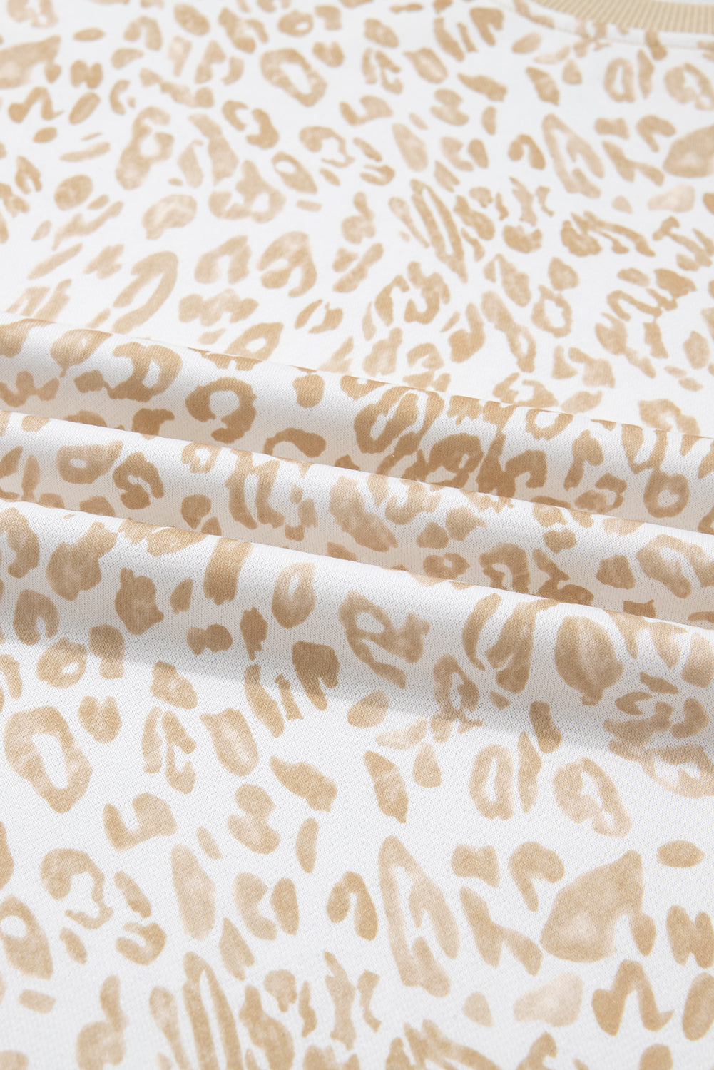 Khaki Plus Size Ruffle Arm Leopard Sweatshirt