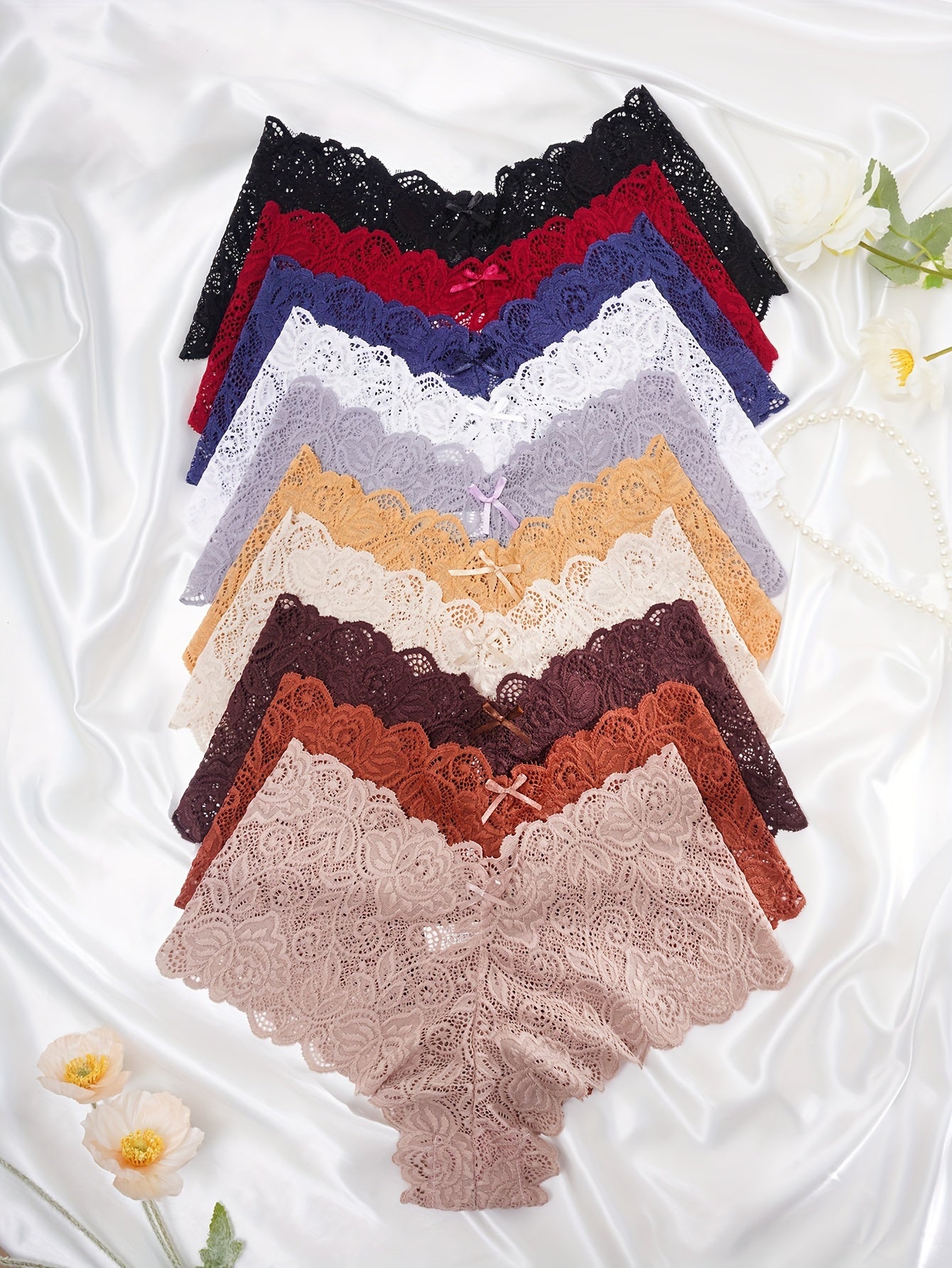 {10 Pack} Full-Coverage Lace Underwear